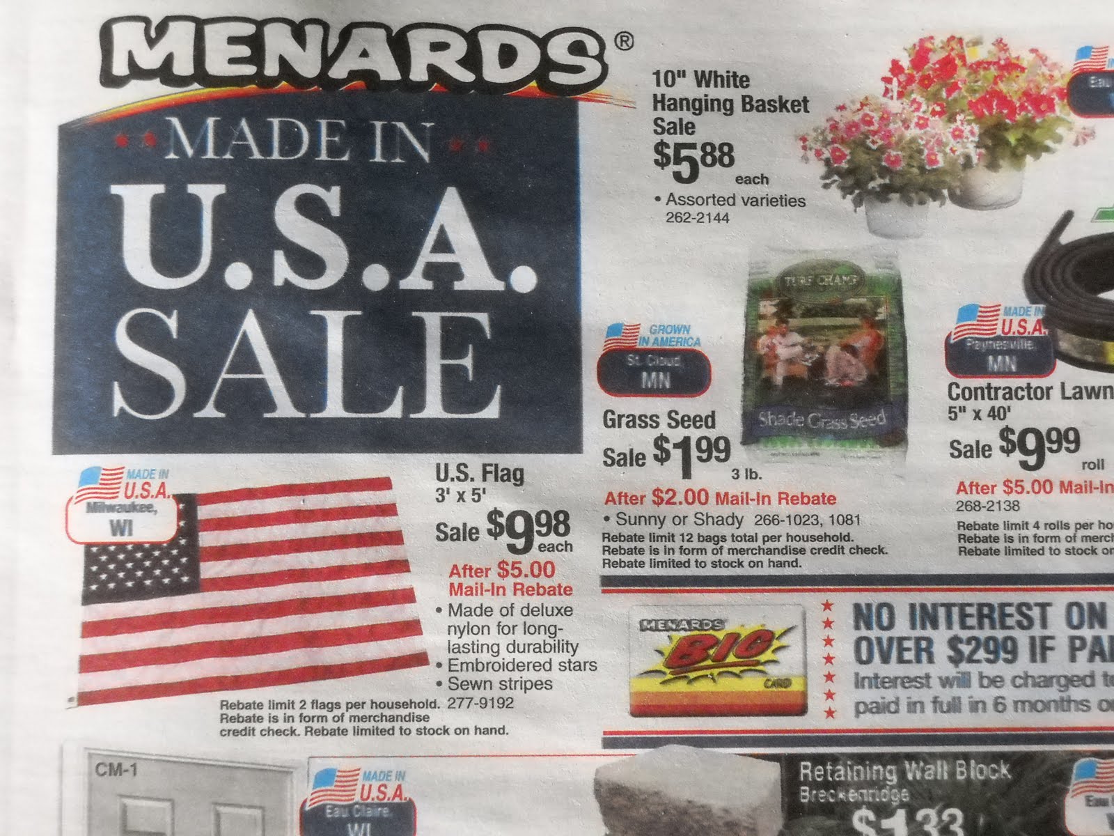 Art&#39;s Bayfield Almanac: 5/09/11 MENARDS &quot;MADE IN AMERICA&quot; SALE,AND BLOOMING BIRCH TREES