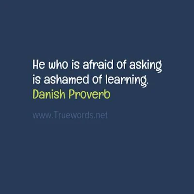 He who is afraid of asking is ashamed of learning