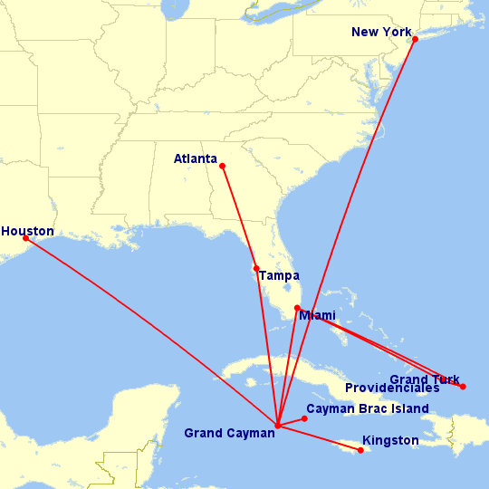 Cayman Airways Flight Map Utopia Airport: 2014-02-23