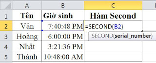 tinhoccoban.net - Hàm Secon trong Excel