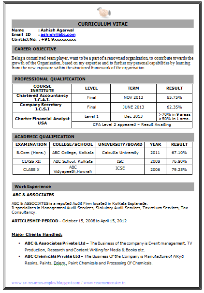 Over 10000 CV and Resume Samples with Free Download: Fresher Resume