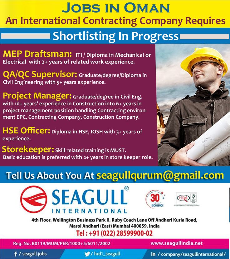 An International Contracting Company Requires for Oman An International Contracting Company Requires for Oman
