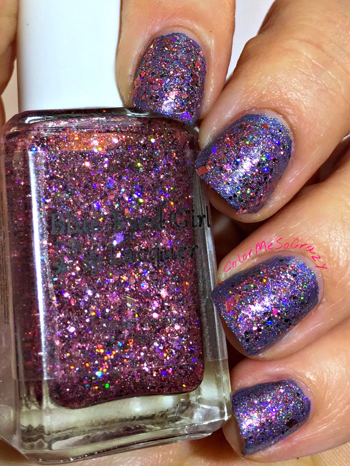 begl, blue eyed girl lacquer, nail polish, pink, spark in the dark, Couting down until I see you, pink glitter indie polish, hypothermia