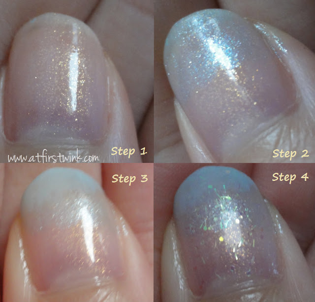 How to make Fairy blue and shimmery pink gradation nails