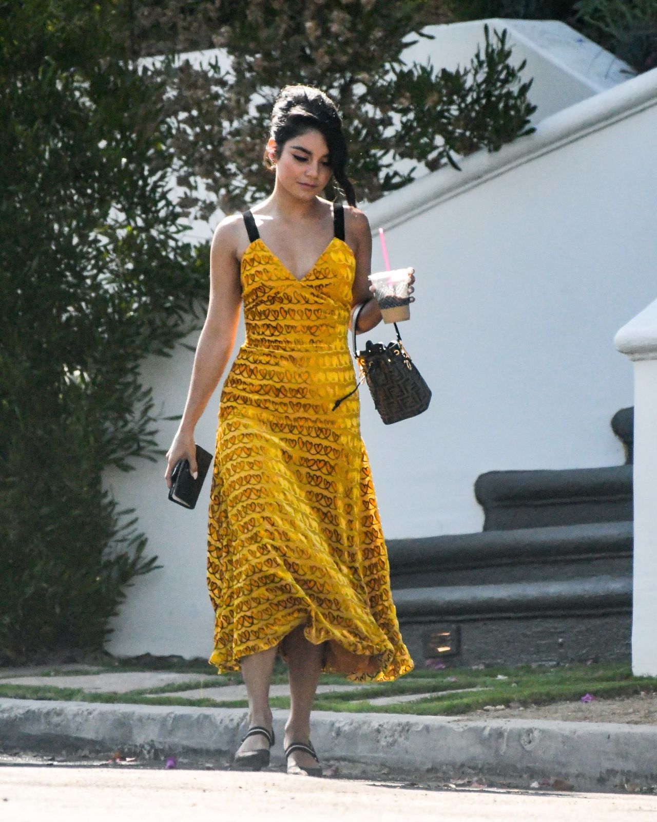 Vanessa Hudgens in a Yellow summer Dress - celebstalk
