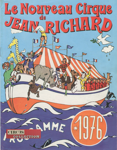 c'est l'arche de Noe qui illustre ce programme papier de la saison 1976 du nouveau cirque Jean Richard