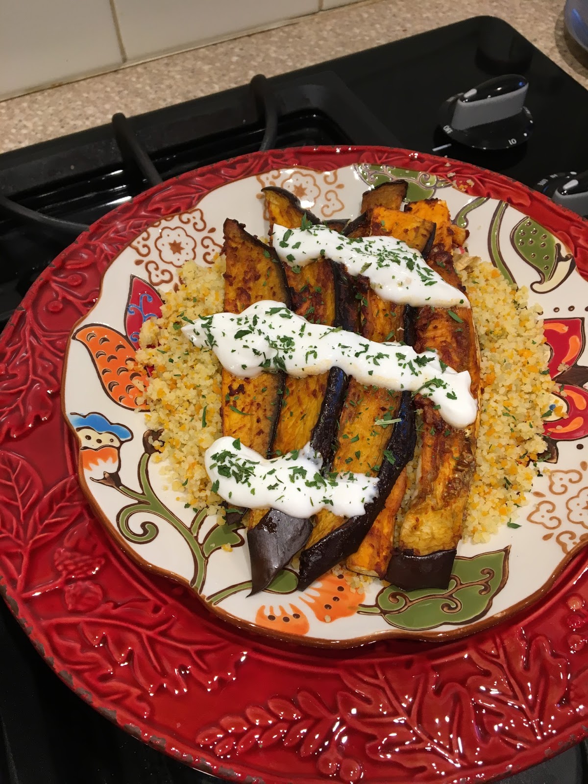 This Inspired Life Spicy Eggplant Spears With Couscous