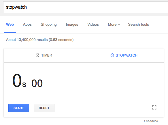 Google System: Google's Timer and Stopwatch Card