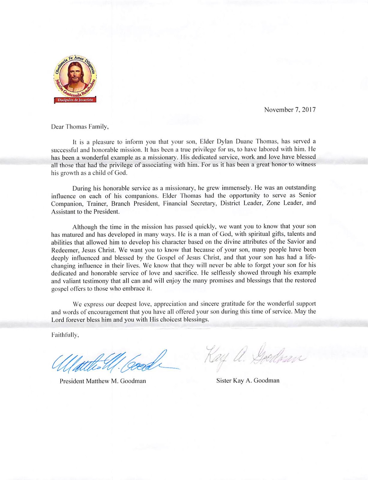 elder dylan thomas missionary experiences in guatemala retalhuleu missionary support letter