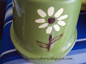 Eclectic Red Barn: Flowers Painted on Clay Pot
