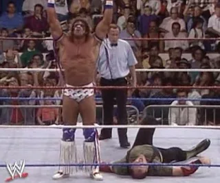 WWF ROYAL RUMBLE 1991 - The Ultimate Warrior controls Sgt. Slaughter in their WWF Championship match