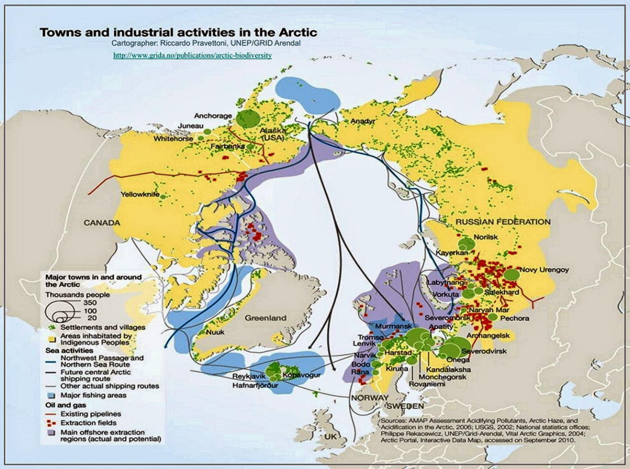 Towns & industrial activities in the Arctic