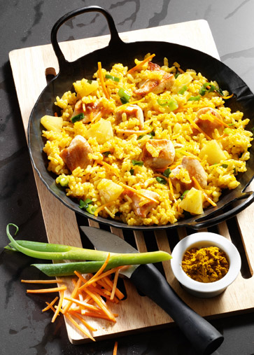 Curry-Risotto mit Huhn