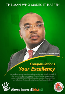 s Governor Udom Emmanuel: The man that make things happen honoured with '''Leadership Governor of the Year 2016'' award