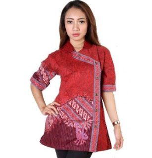 Gaun atasan batik untuk remaja kancing samping Gaun atasan batik untuk remaja kancing samping