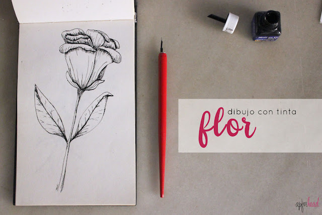 Pintando: flor con tinta