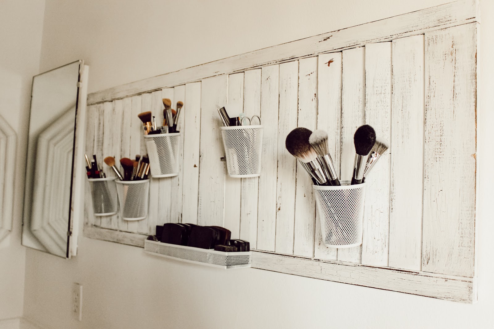 DIY Rustic Shutter "Wall Hanging" MakeUp Organizer Charmed Crown & Co.