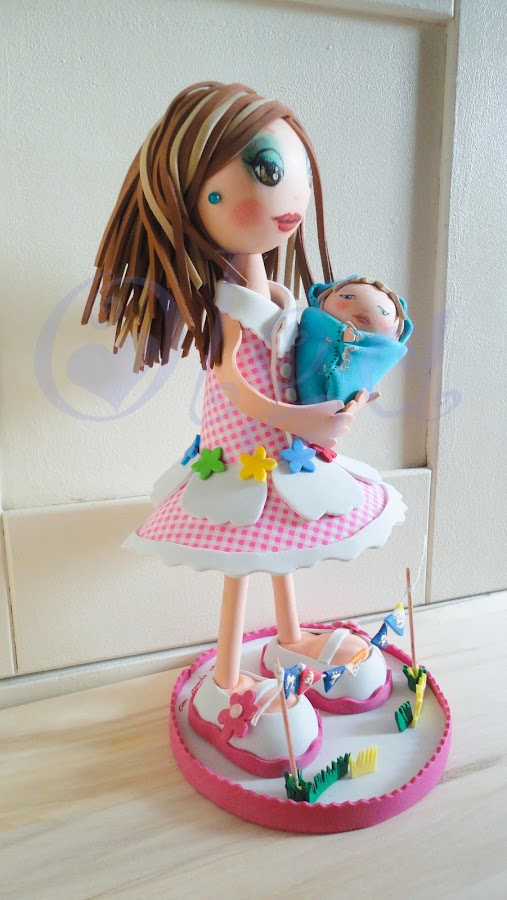 fofucha para baby shower mamá y bebé