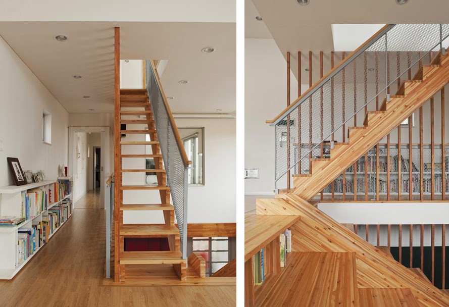 Escalera, estantería y tobogán de madera|Espacios en madera