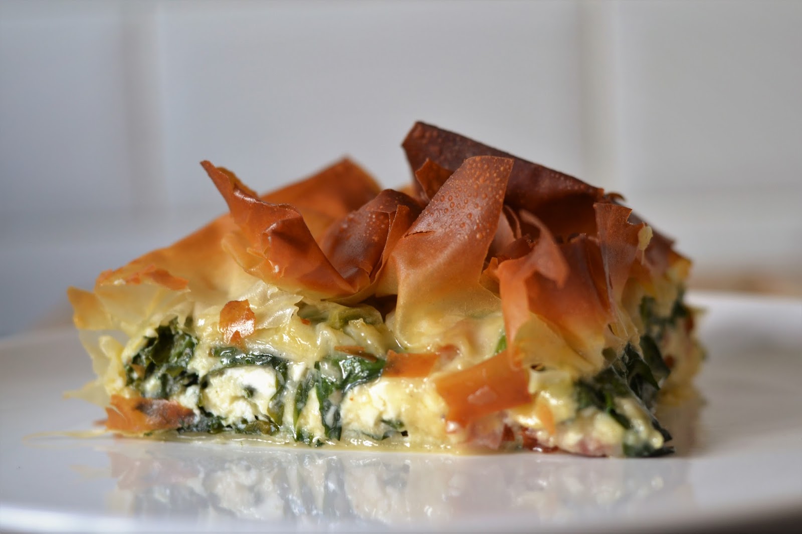 Wild Garlic, Egg and Bacon Filo Pie