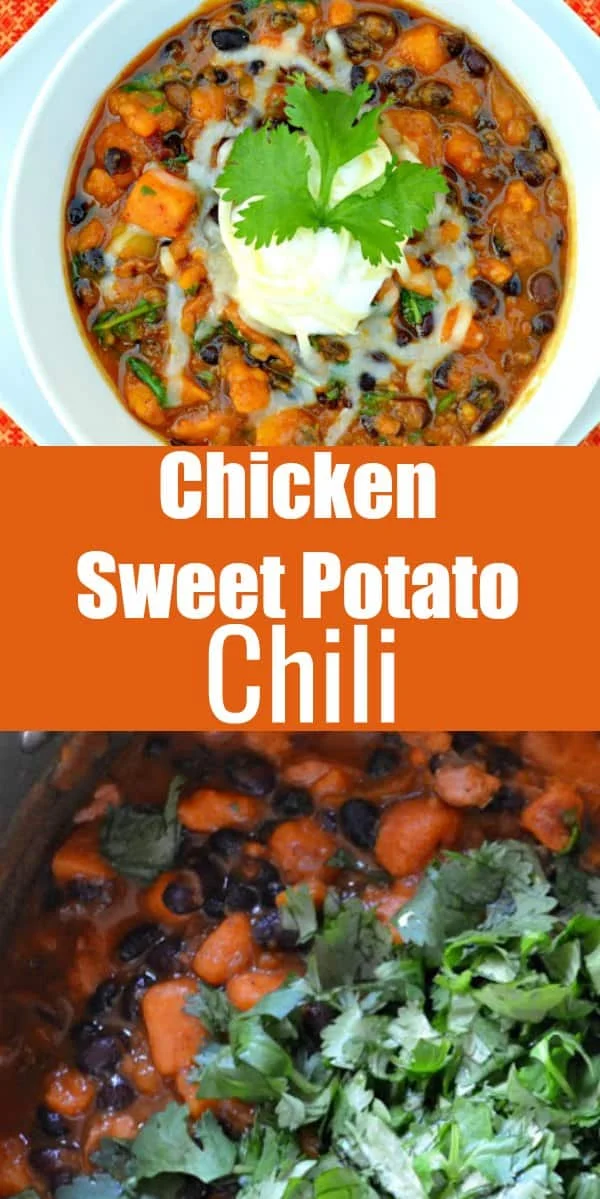 Chicken Sweet Potato Chili recipe can be made on the stove or in the Crock Pot from Serena Bakes Simply From Scratch. Great recipe for tailgating or dinner.