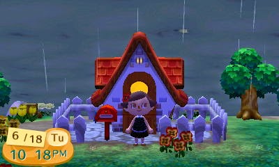 Night time and rain in Animal Crossing: New Leaf