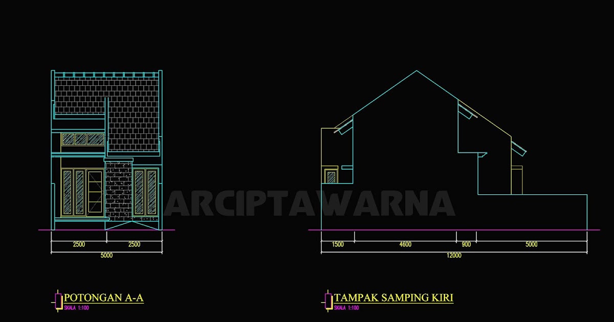 Gambar Kerja Rumah Type 36 / 5X12 Download Format dwg