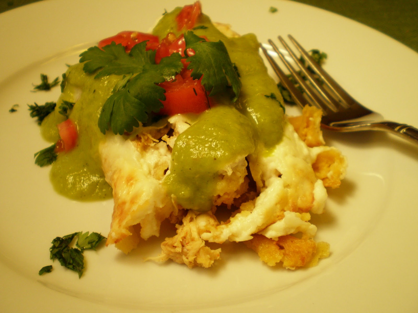 Basil and Rosemary's Kitchen Enchiladas Verdes de Pollo