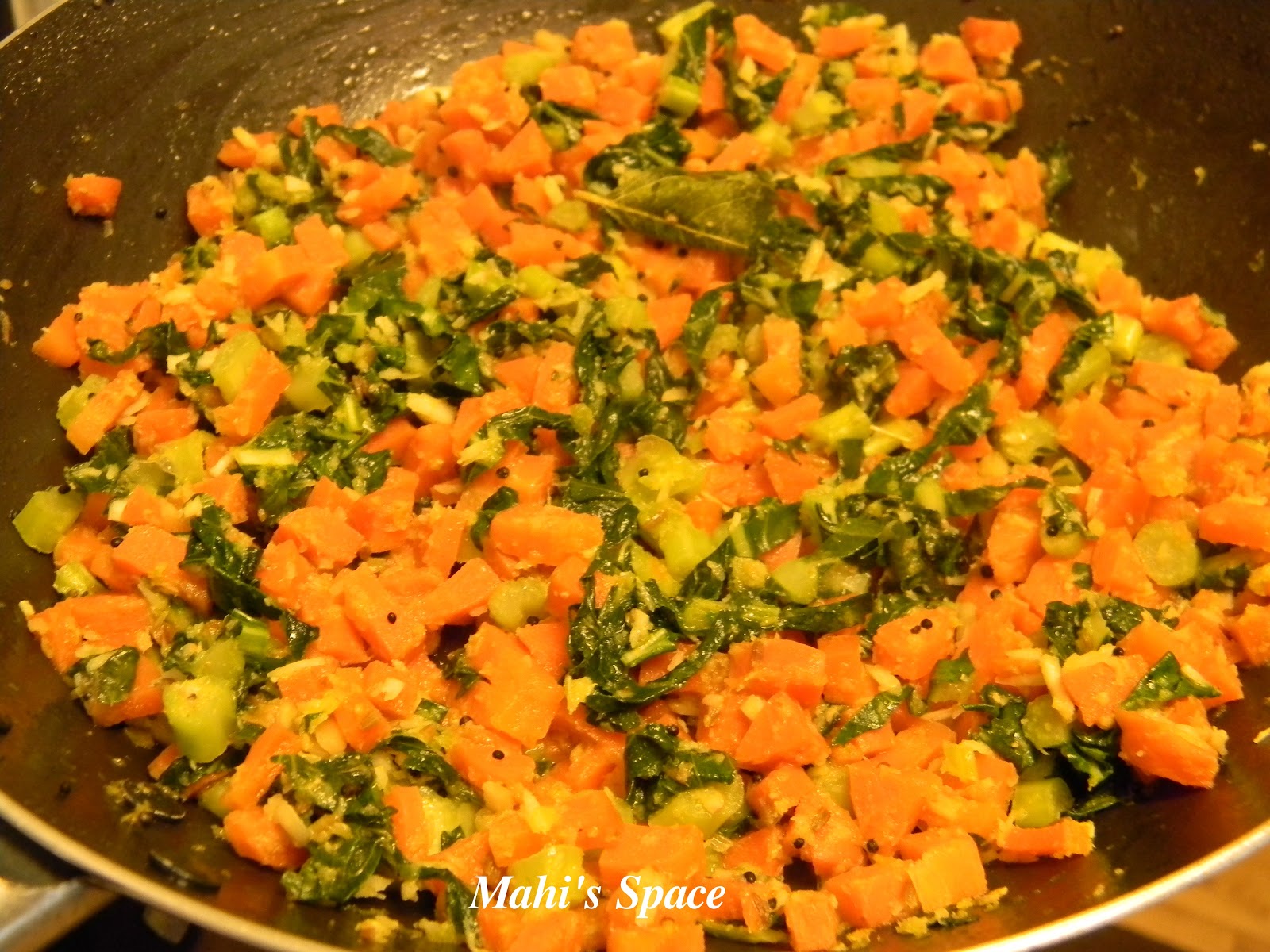 Carrot & Broccoli rabe stir fry /Carrotbroccoli keerai thoran Mahi's