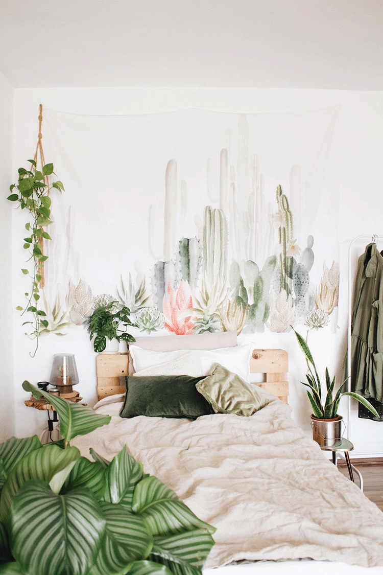 decoracion-dormitorio-estilo-raw-plantas-wabi-sabi