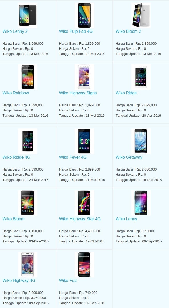 Daftar Harga Hp Terbaru WIko Juni 2016 Daftar Harga Hp Terbaru WIko Juni 2016