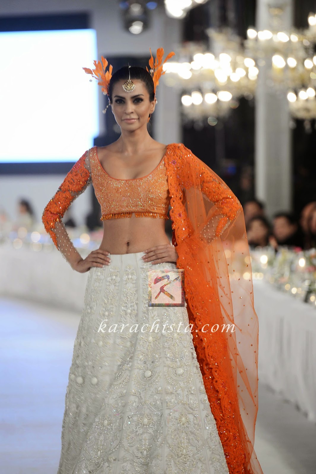 Nomi Ansari PFDC Swarovski Couture Fouzia Aman in Nomi Ansari Swarovski crystals ensemble