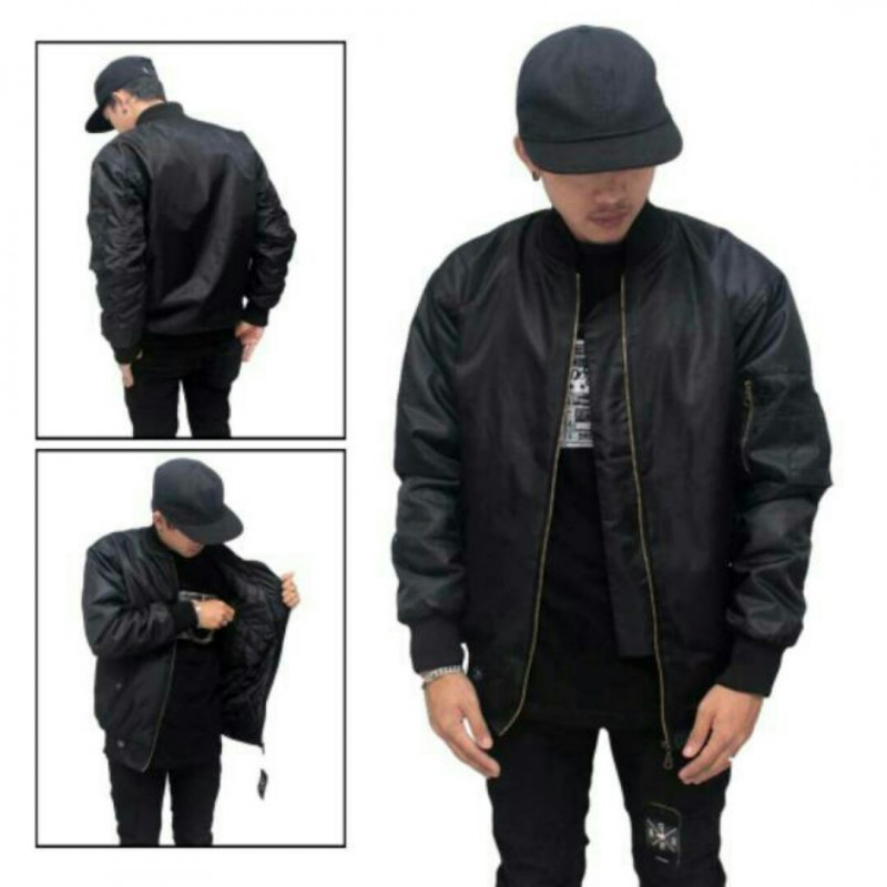 Jual Online Jaket Bomber Black Jakarta Bahan Outer: Taslan Mayer, Inner: Satin Halus Terbaru Jual Online Jaket Bomber Black Jakarta Bahan Outer: Taslan Mayer, Inner: Satin Halus Terbaru
