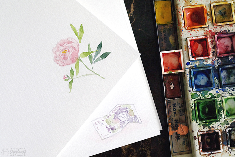Mini-illustrationer i akvarell, av Alicia Sivertsson.