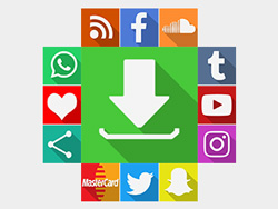 Shadowed Square Colorful White Social Buttons