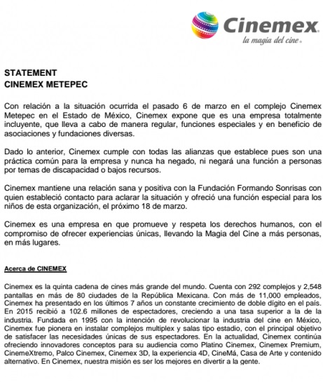 Cinemex, películas carta