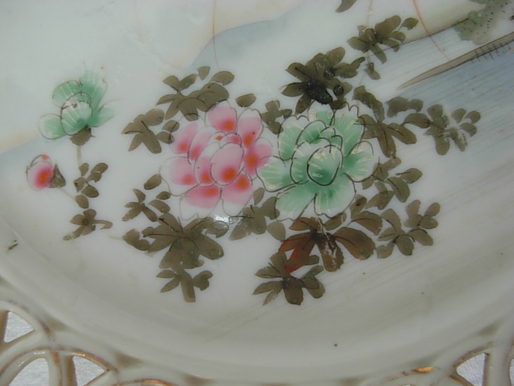ORIENTAL Piring Keramik  Terawangan Motif  Burung dan Bunga 