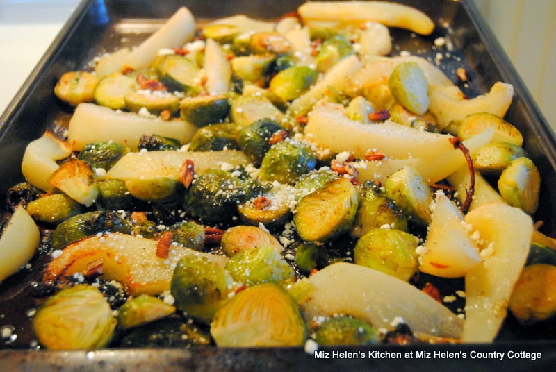 Roasted Brussels Sprouts and Pears  at Miz Helen's Country Cottage