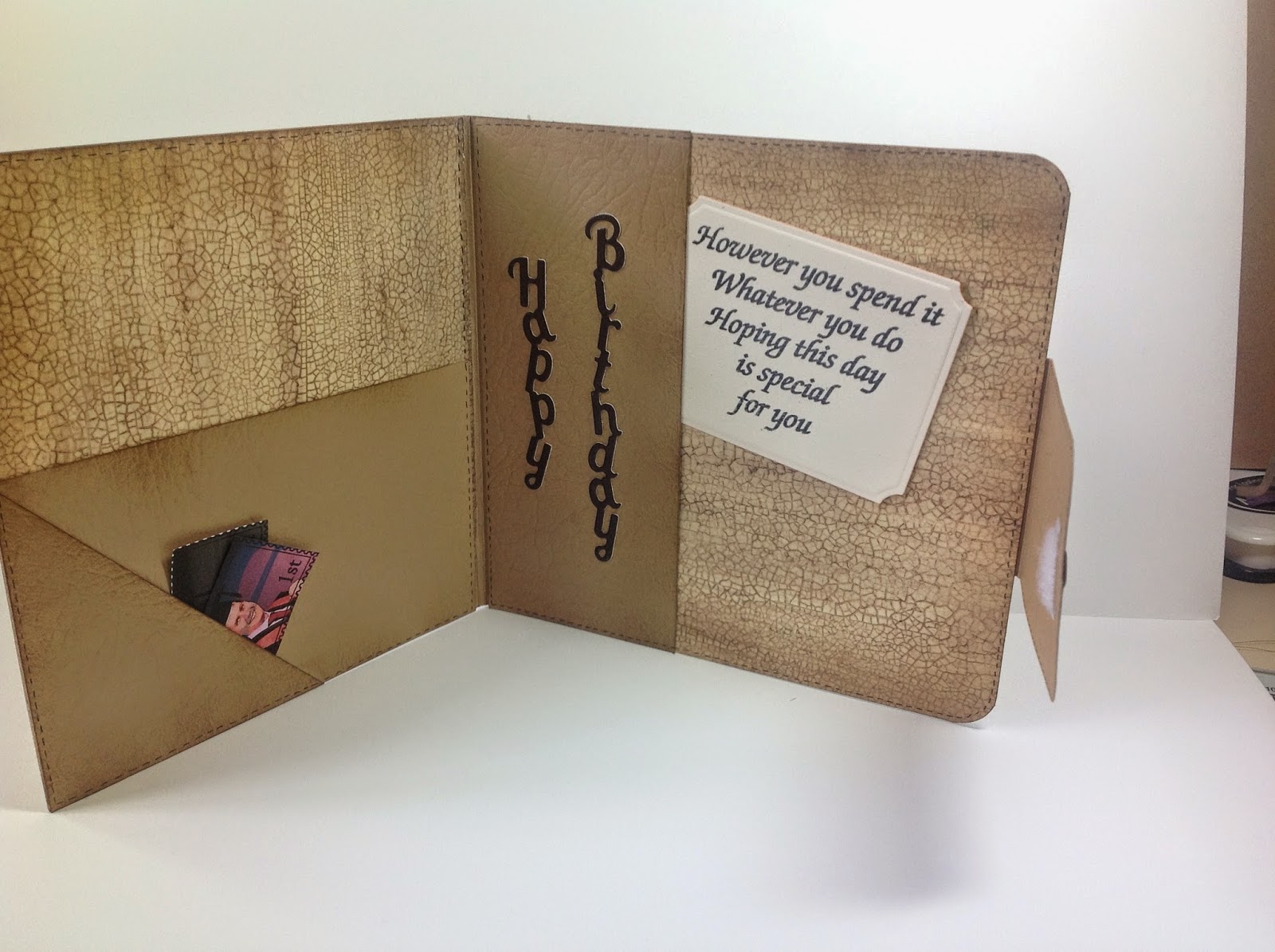 Handcrafted by Sally Leather Effect Birthday Card Wallet