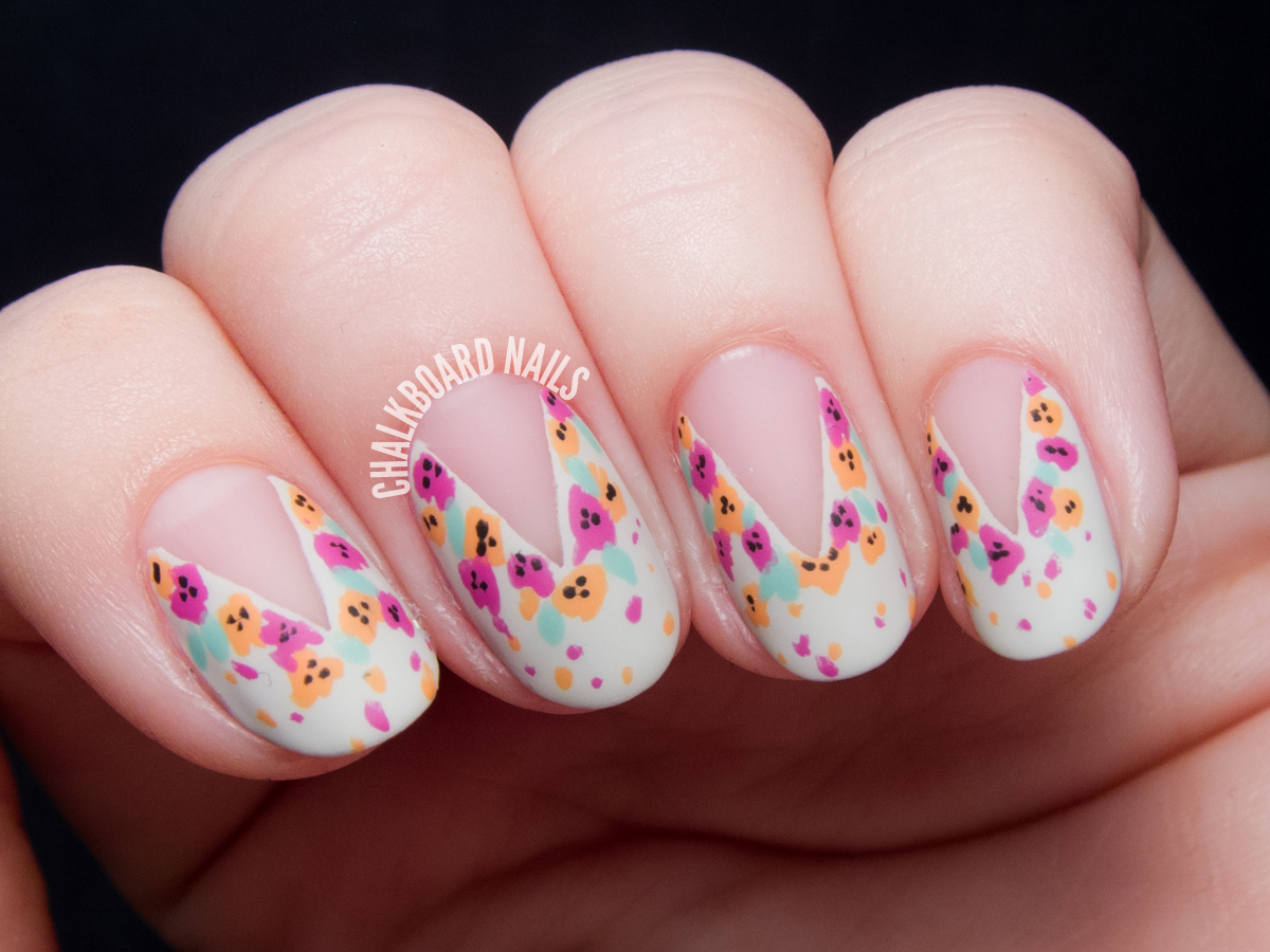 Floral Nail Art in Coral and Purple - wide 8