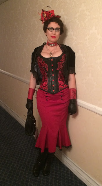 Gail Carriger Red & Black Steampunk Pinup at Gaslight Gathering in San Diego