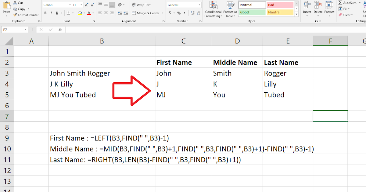 Learn New Things: How to Separate First Middle Last Name in MS Excel ...