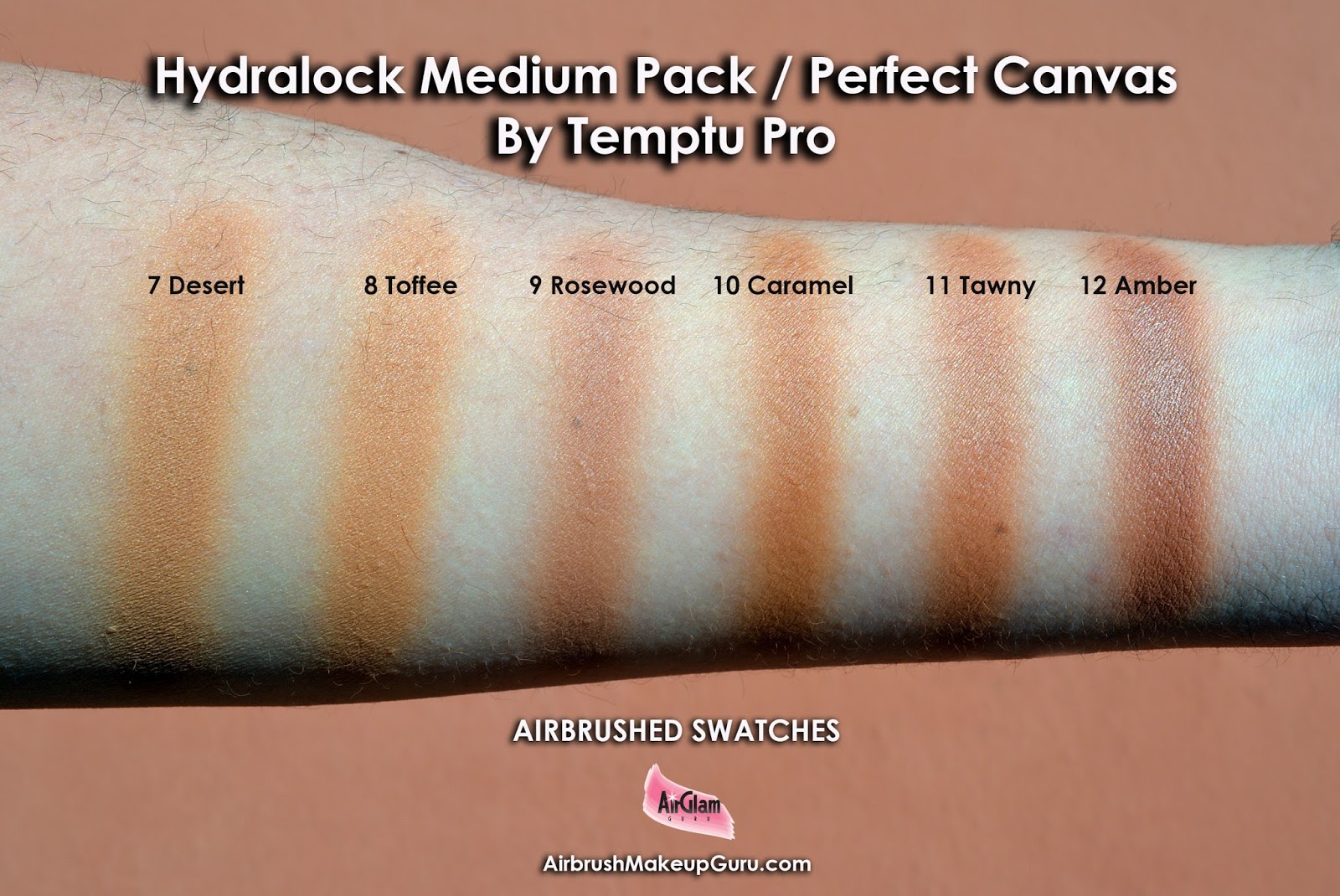 Temptu Perfect Canvas Hydra Lock Airbrush Foundation 6-Pack Medium/Tan