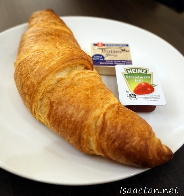 My breakfast, Pacific Coffee's Croissant with butter and strawberry jam