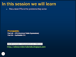 Sql server, .net and c# video tutorial: Part 51 – Recursive CTEs