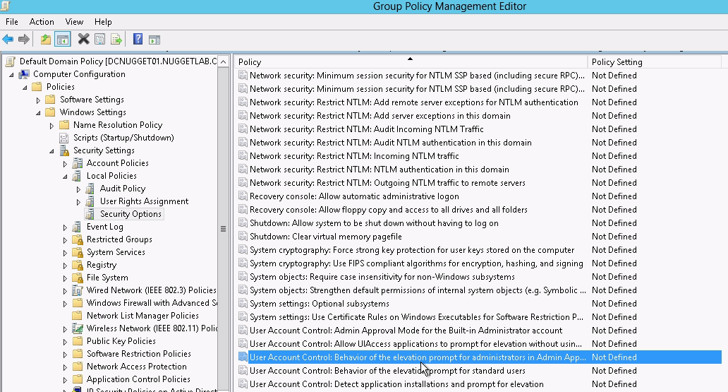 Windows 2012 GPO security settings