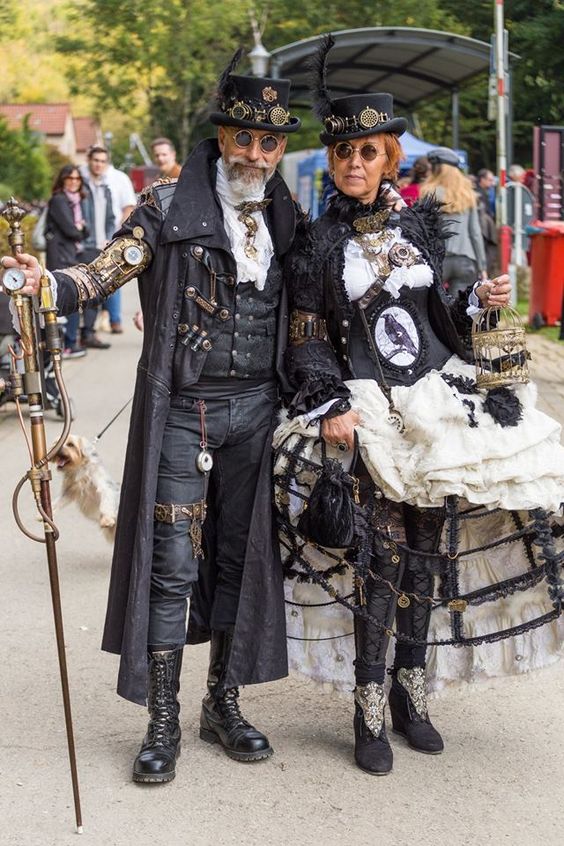 Steampunk Fashion Guide Stylish Steamgoth Couple in Complementary Costumes