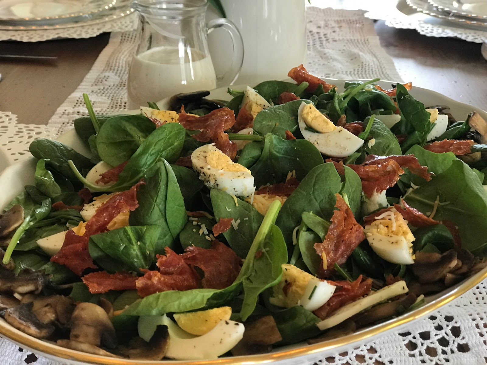 Mennonite Girls Can Cook Spinach Salad with Crisp Hot Capicola