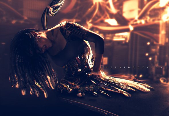 As foto-manipulações digitais de mulheres na ficção científica de Tansie Stephens Tansie Stephens hybridgothica deviantart artstation foto-manipulações photoshop mulheres ficção científica cyberpunk futurista autorretratos sombrio