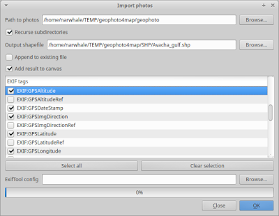 QGIS plugin geoteg and import photos select tags, выделение нужных тегов из EXIF-метаданных изображения